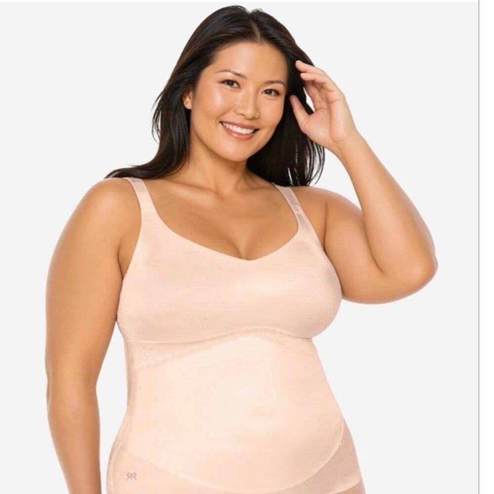 RUBY RIBBON #3024 Nude Full Support Lace Shaping Lift Cami Tank Top Sz 40